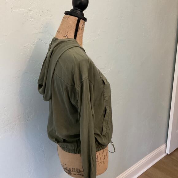 Anthropologie cargo jacket Marrakech olive green military army utility zip hood - Picture 9 of 11